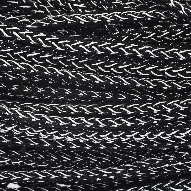 Metallic string / silver-black / braid 4mm 1m PWLU0405
