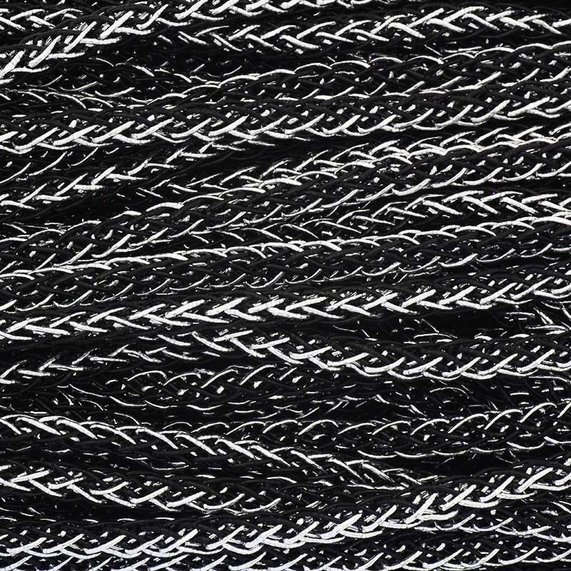 Metallic string / black and silver / braid 4mm 1m PWLU0404