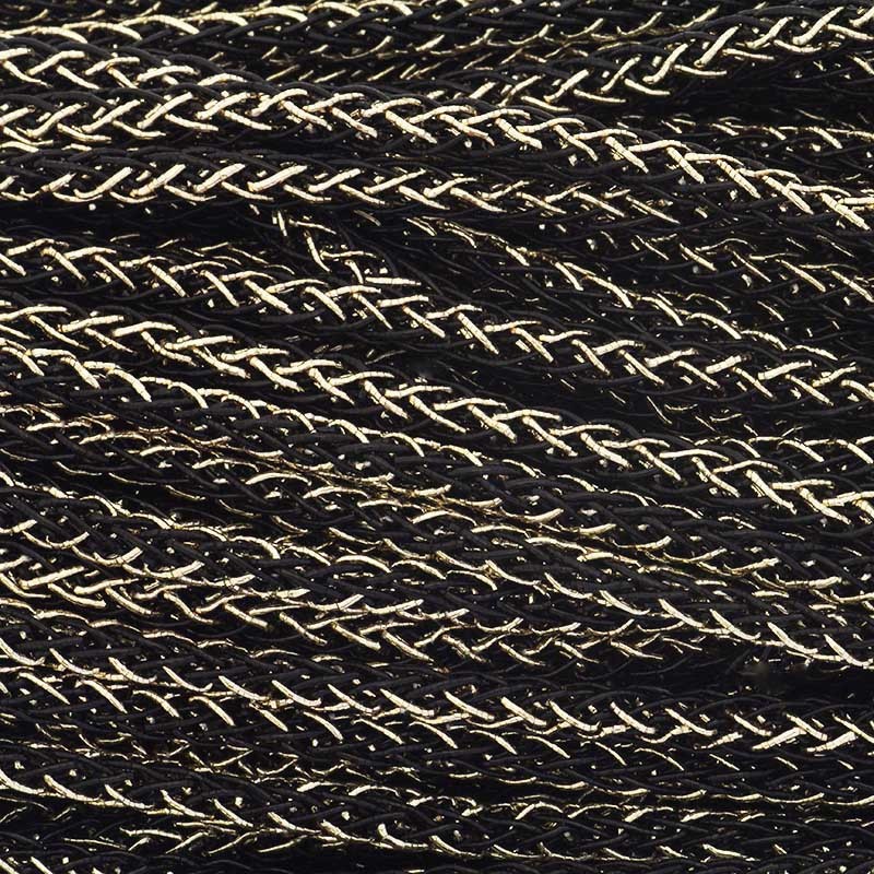 Metallic / black-gold cord / braid 4mm 1m PWLU0413
