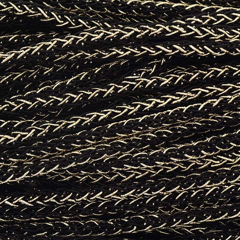 Metallic / black-gold cord / braid 4mm 1m PWLU0413