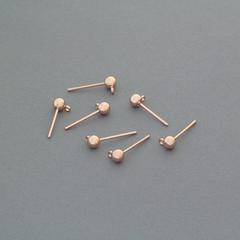 Ball studs 4mm with eyelet surgical steel / rose gold 2pcs BKSCH03KGR