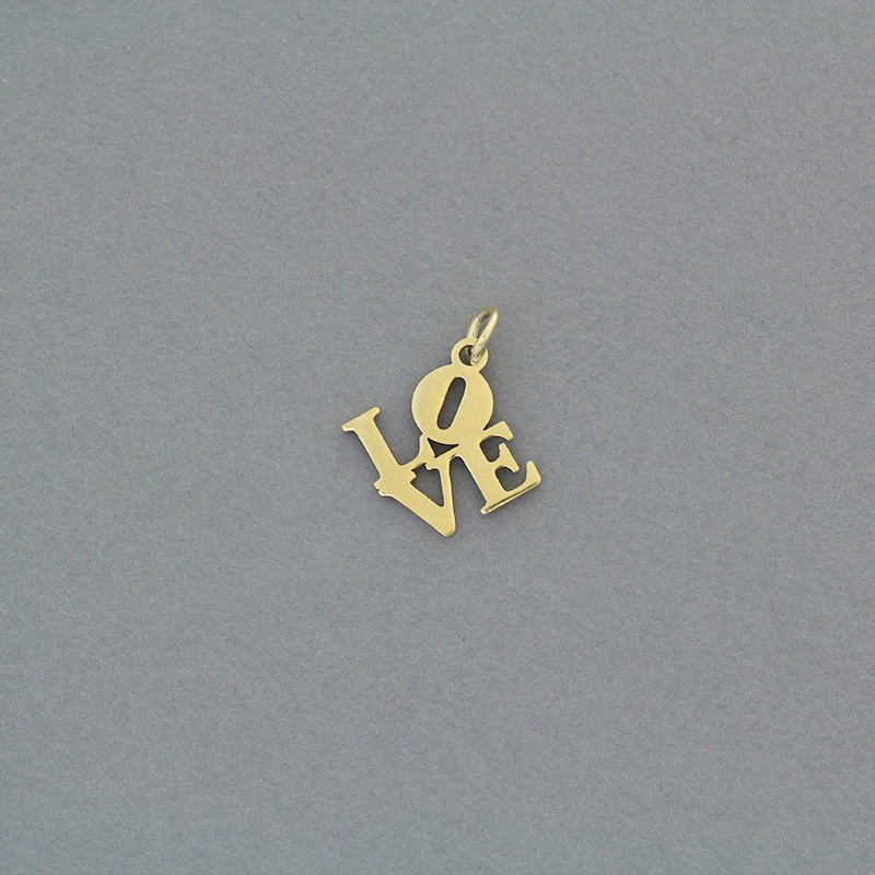 Pendant LOVE / surgical steel gold-plated 13mm 1pc AKGSCH001