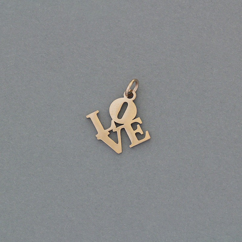 LOVE pendant / surgical steel gold-plated / rose gold 13mm 1pc AKGSCH001R