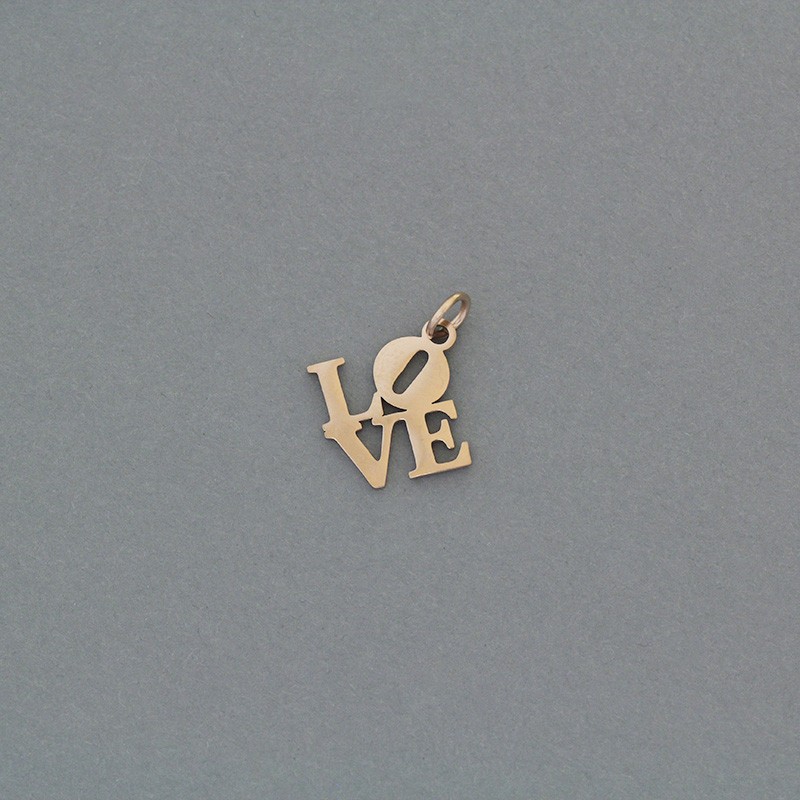 LOVE pendant / surgical steel gold-plated / rose gold 13mm 1pc AKGSCH001R