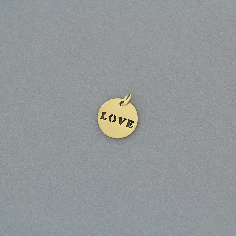 Coin pendant LOVE / surgical steel gold-plated / 12mm 1pc AKGSCH002