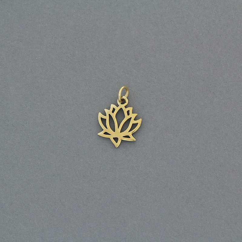 Lotus flower pendant / surgical steel gold-plated / 12x14mm 1pc AKGSCH003