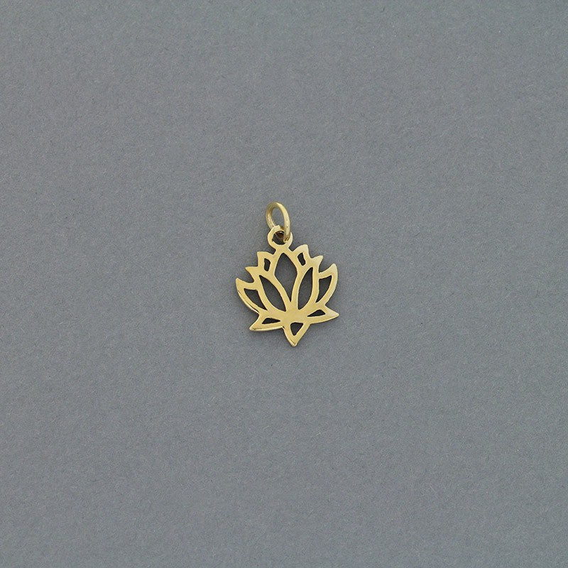 Lotus flower pendant / surgical steel gold-plated / 12x14mm 1pc AKGSCH003