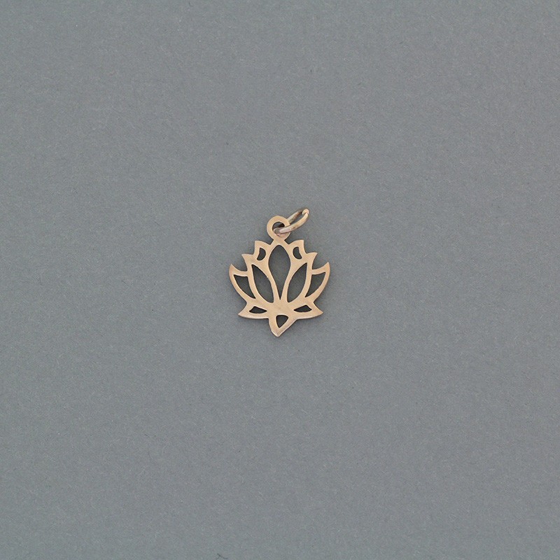 Lotus flower pendant / surgical steel gold plated / rose gold 12x14mm 1pc AKGSCH003R