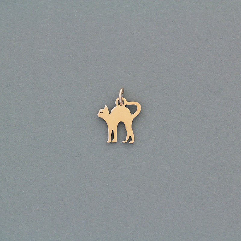 Cat pendant / surgical steel gold-plated / rose gold 12x12mm 1pc AKGSCH004R