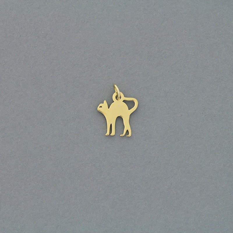 Cat pendant / surgical steel gold-plated / 12x12mm 1pc AKGSCH004