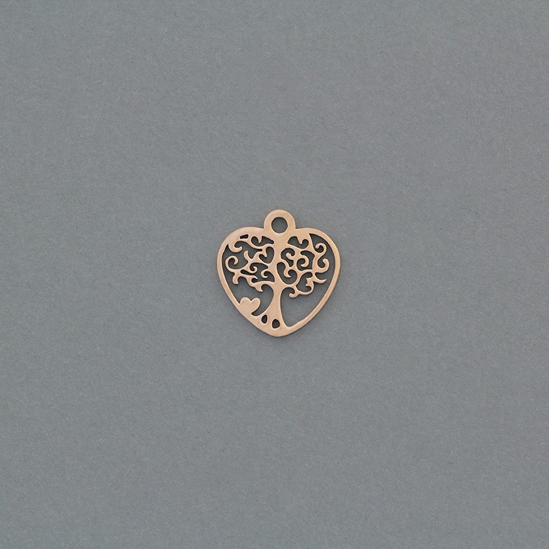 Tree of life pendant / surgical steel gold-plated / rose gold 15mm 1pc AKGSCH005R