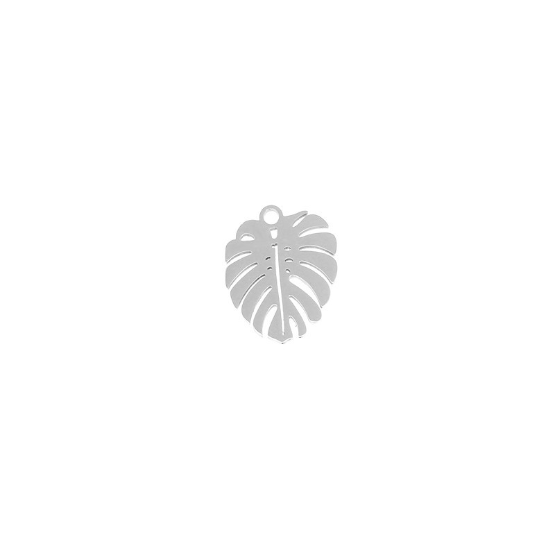 Monstera pendant / polished surgical steel / 13x16.5mm 1 piece ASS144