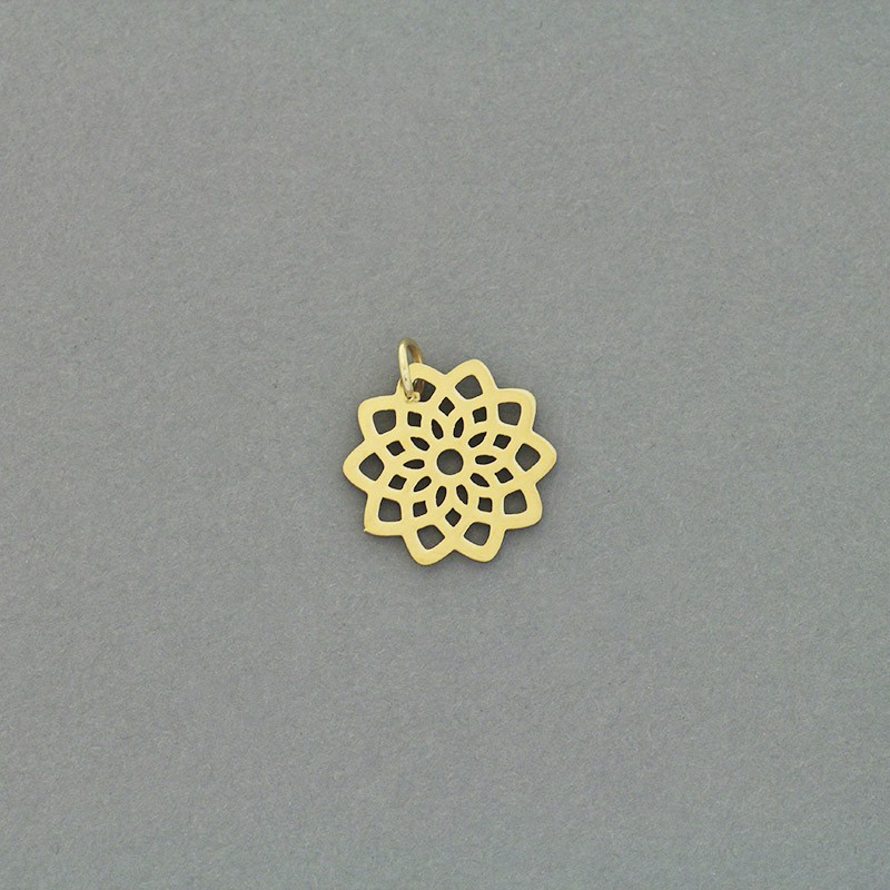 Rosette pendant / surgical steel gold-plated / 16mm 1pc AKGSCH009