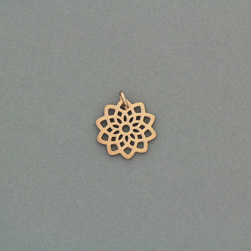 Rosette pendant / surgical steel gold-plated / rose gold 16mm 1pc AKGSCH009R