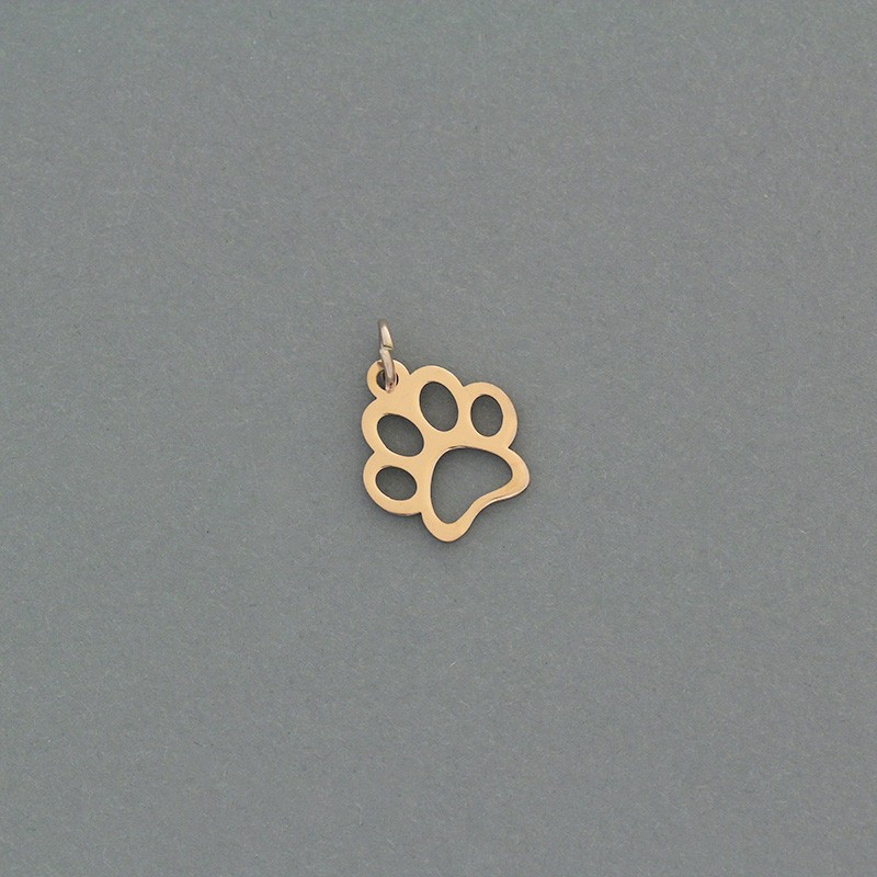 Paw pendant / surgical steel gold-plated / rose gold 12x13mm 1pc AKGSCH012R