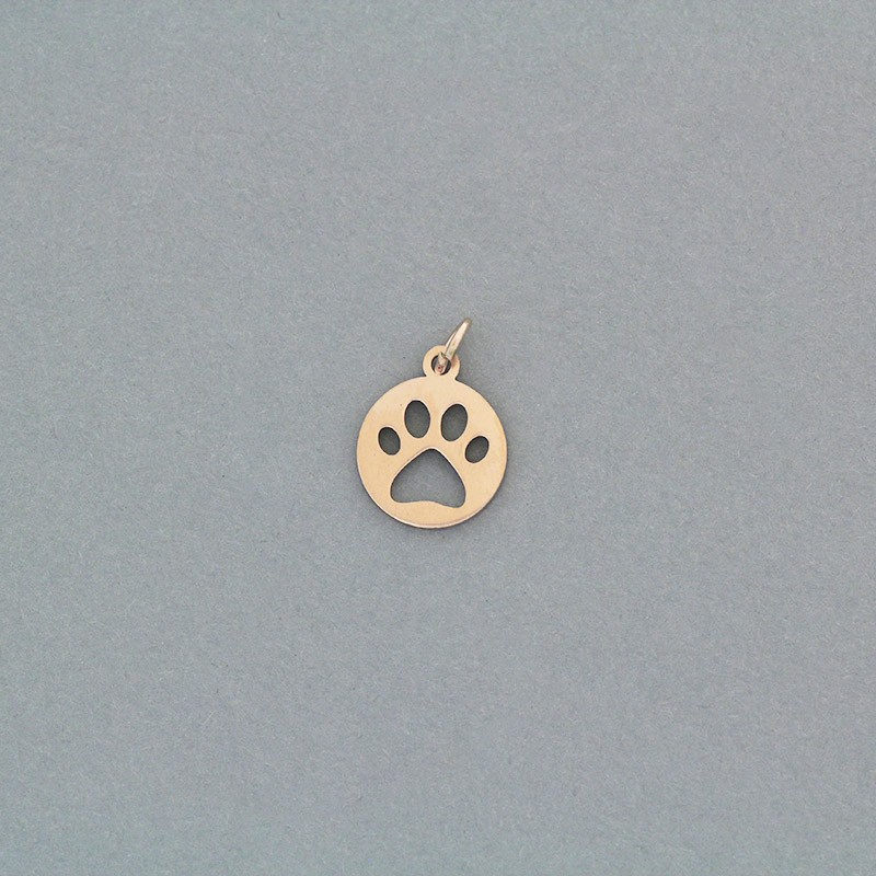 Coin pendant with a paw / surgical steel gold-plated / rose gold 12mm 1pc AKGSCH013R