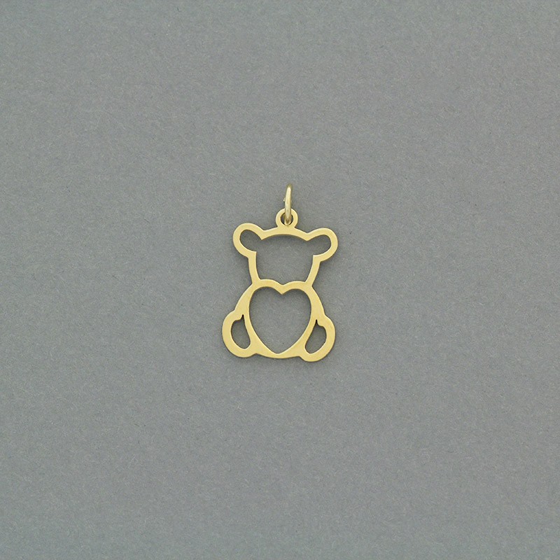 Teddy bear pendant / surgical steel gold-plated / 14x19mm 1pc AKGSCH014