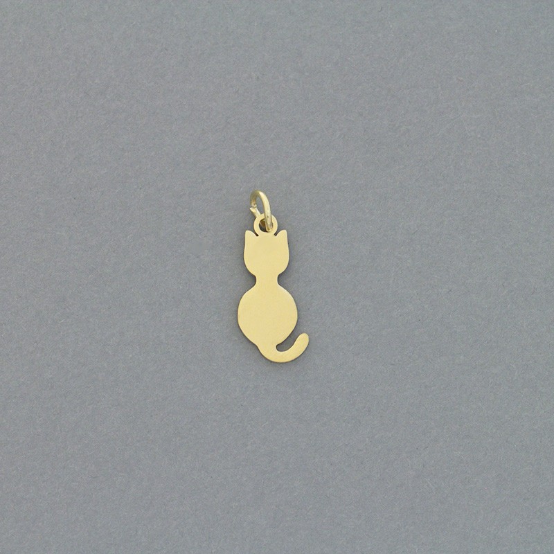 Cat pendant / surgical steel gold-plated / 8x18mm 1pc AKGSCH017