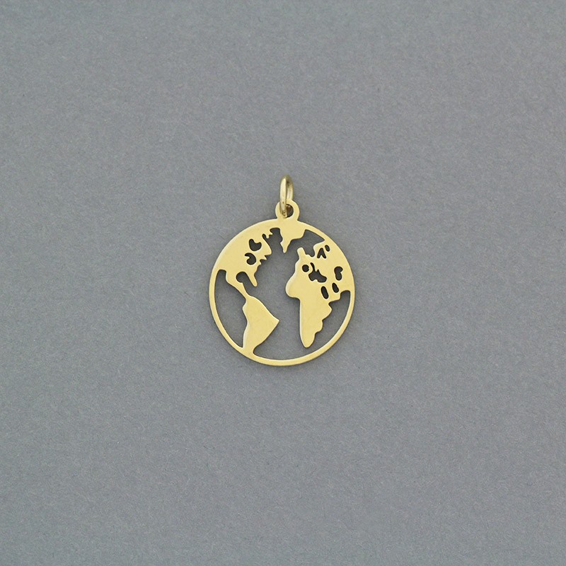 Globe pendant / surgical steel gold-plated / 18mm 1pcs AKGSCH018