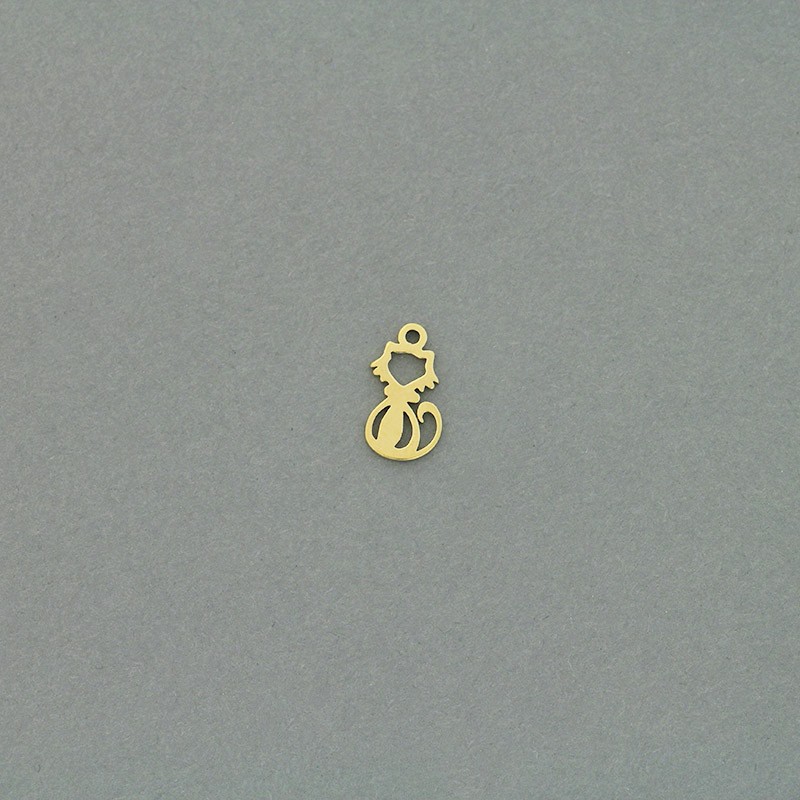 Cat pendants / surgical steel gold-plated / 7x12mm 1pc AKGSCH020