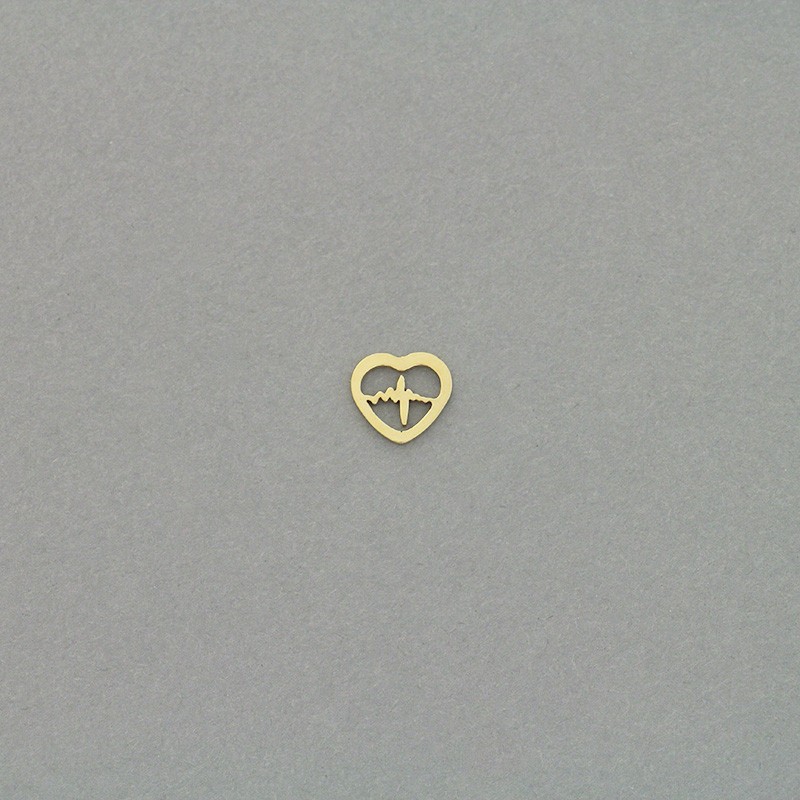 Pendant / connector heart surgical steel gold-plated / 8x9mm 1pc AKGSCH022