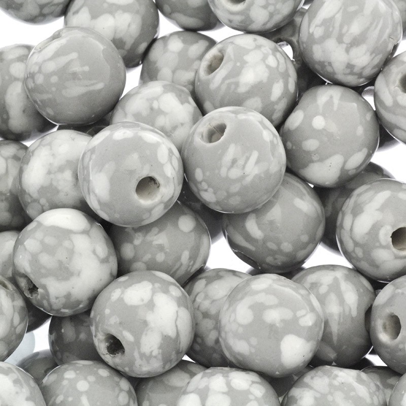 Ceramic beads / balls 16mm gray, dotted 1pc CKU16SX