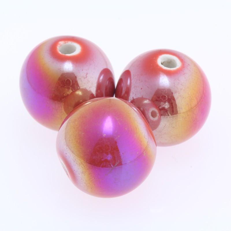 Ceramic beads / 18mm red balls AB 1pc CKU18C02H