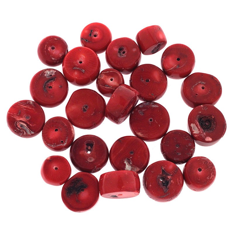 Red wormy coral / slices 16-20x10mm / 1pc KAKC48