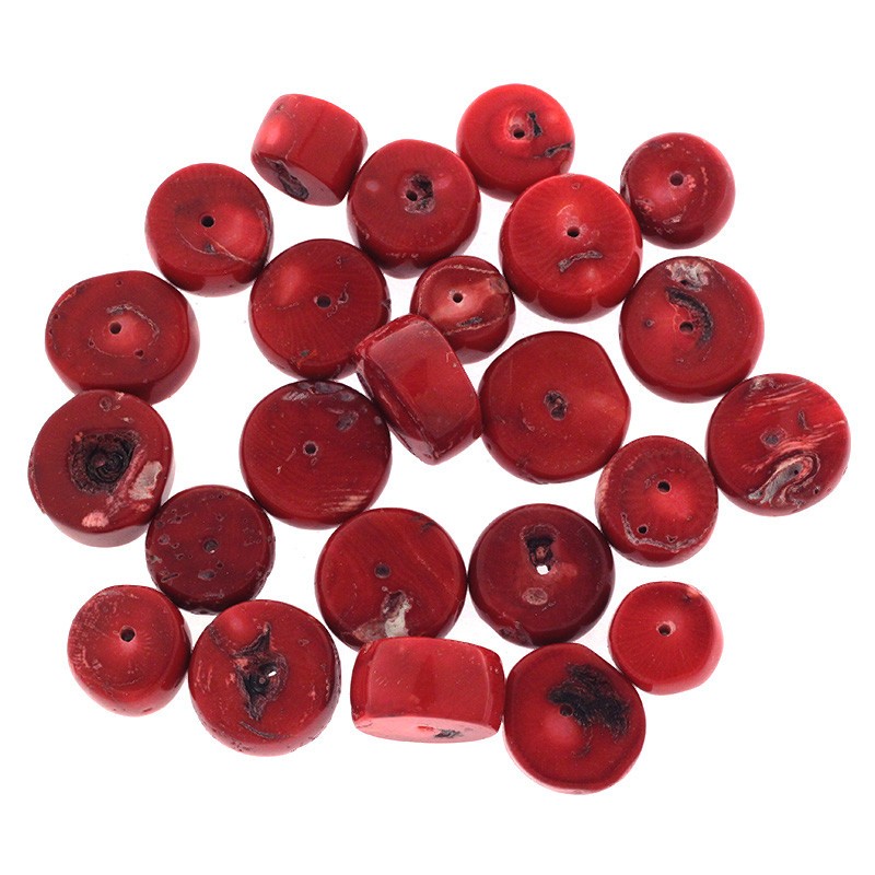 Red wormy coral / slices 16-20x10mm / 1pc KAKC48