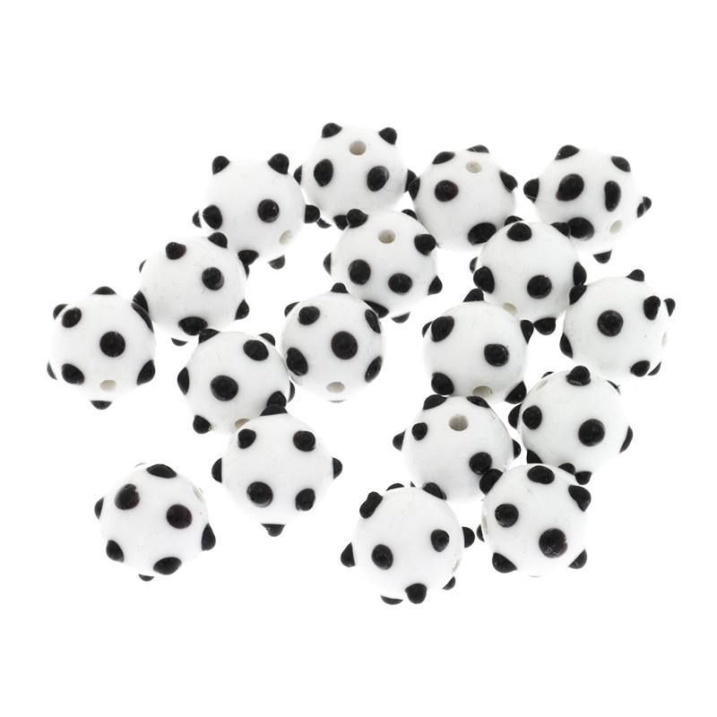 Bead ball DOTS Lux white-black 10mm 1pc SZLXS730