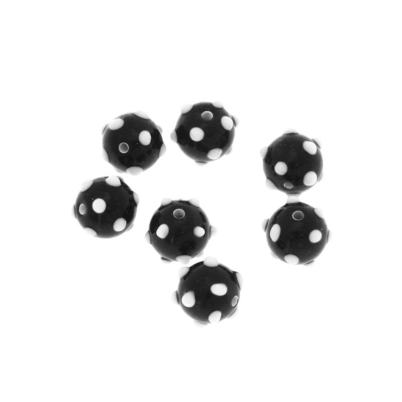 DOTS Lux ball bead black and white 10mm 1pc SZLXS734