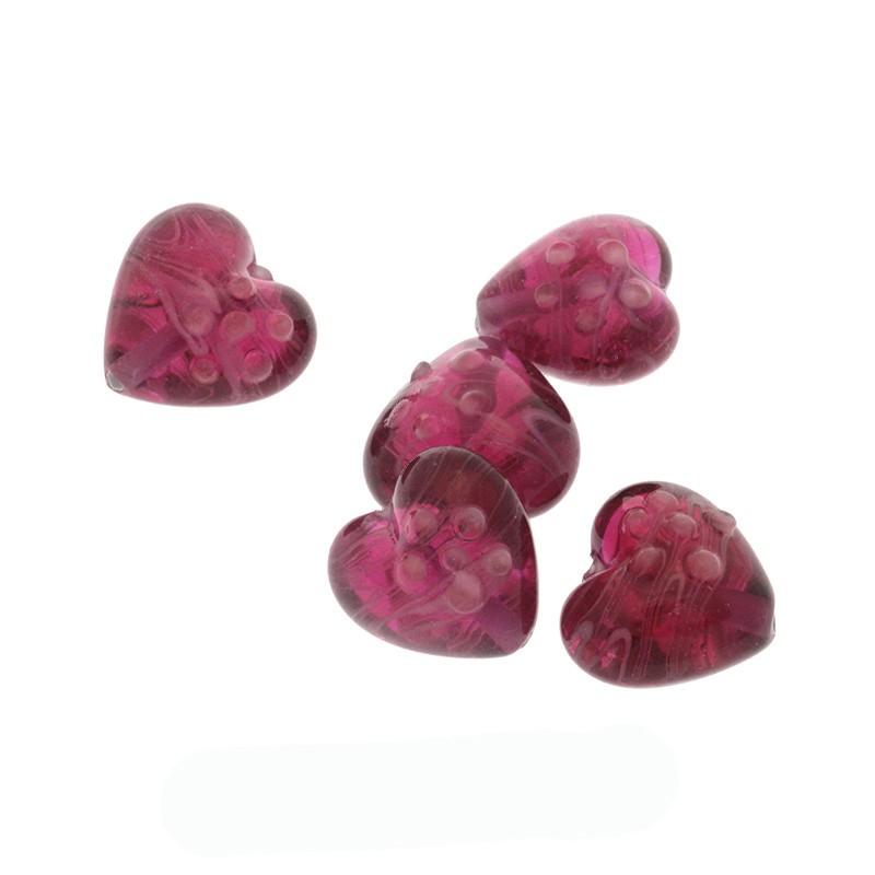 Heart beads 19mm pink Lux 1pc SZLX010