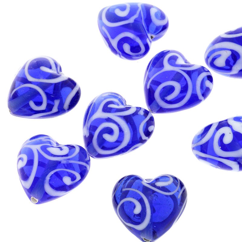 Heart beads 19mm blue Lux 1pc SZLX012