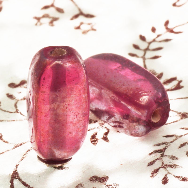 Glass beads / 8x16mm olives / pink / 2pcs SZZWOL012