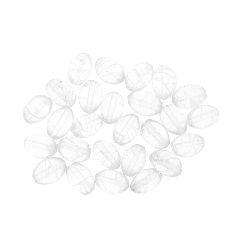 Glass beads / 10x14mm olives / white / 2pcs SZZWIK067