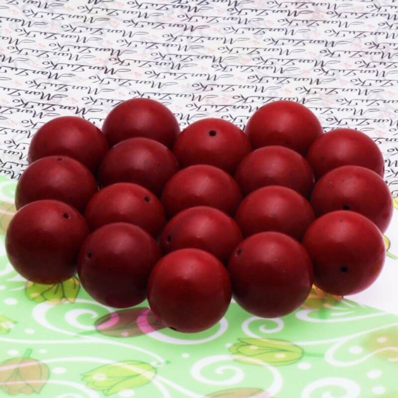 Red coral ball 15mm 1pc KAKC002
