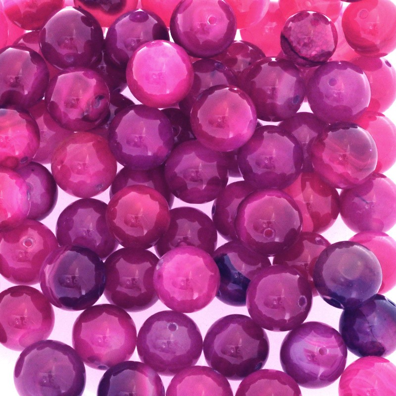 Pink agate / ribbon / 16mm balls / 1pc KAAGR047