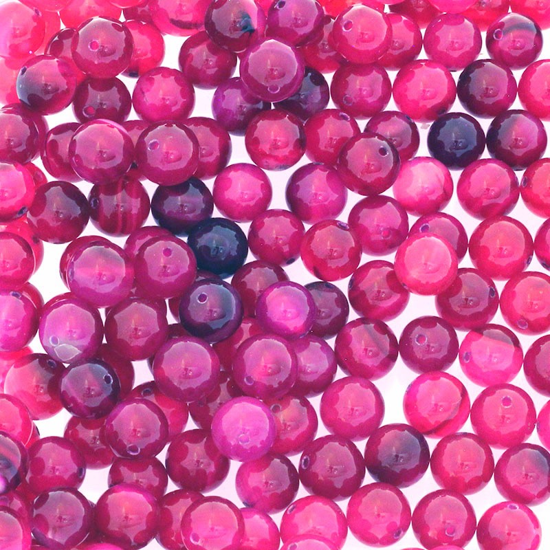 Pink agate / ribbon / 10mm balls / 2pcs KAAGR049