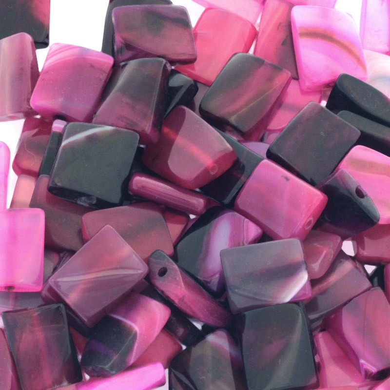 Pink agate / rectangular twisted beads 16x20mm / 1pc KAAGR052