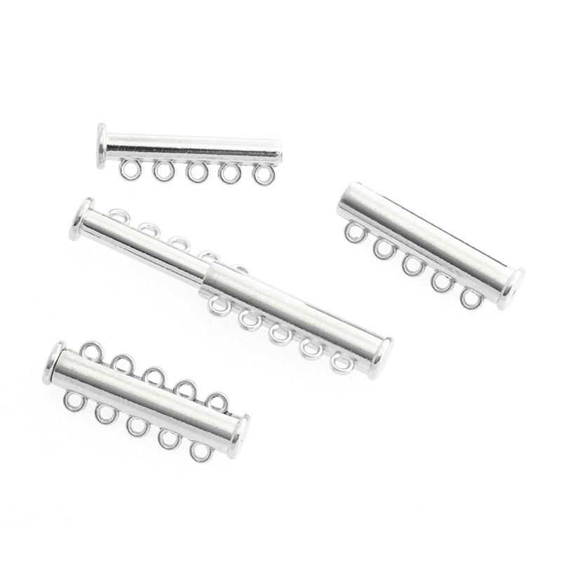 Magnetic clasps for bracelets, 5-row, silver, 1 pc ZAPMG15