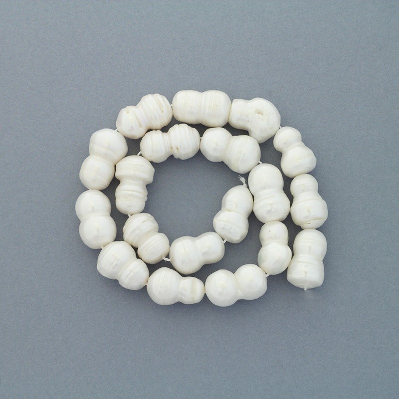 Freshwater pearls DUO / white pearl / rope 19pcs PASW61