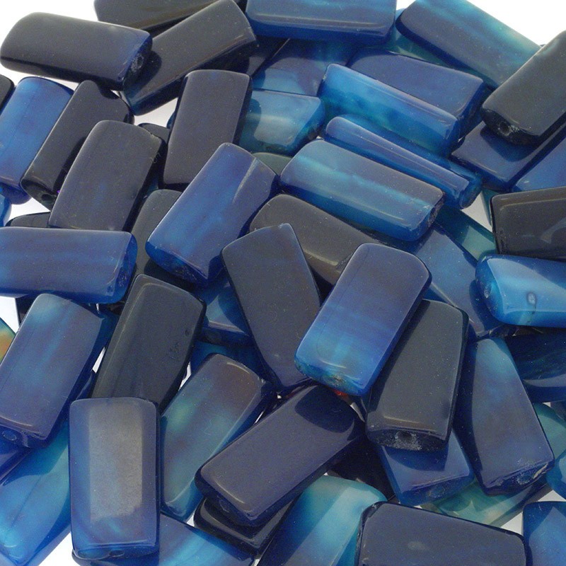 Blue agate / tiles 15x30mm / 1pc KAAGN045
