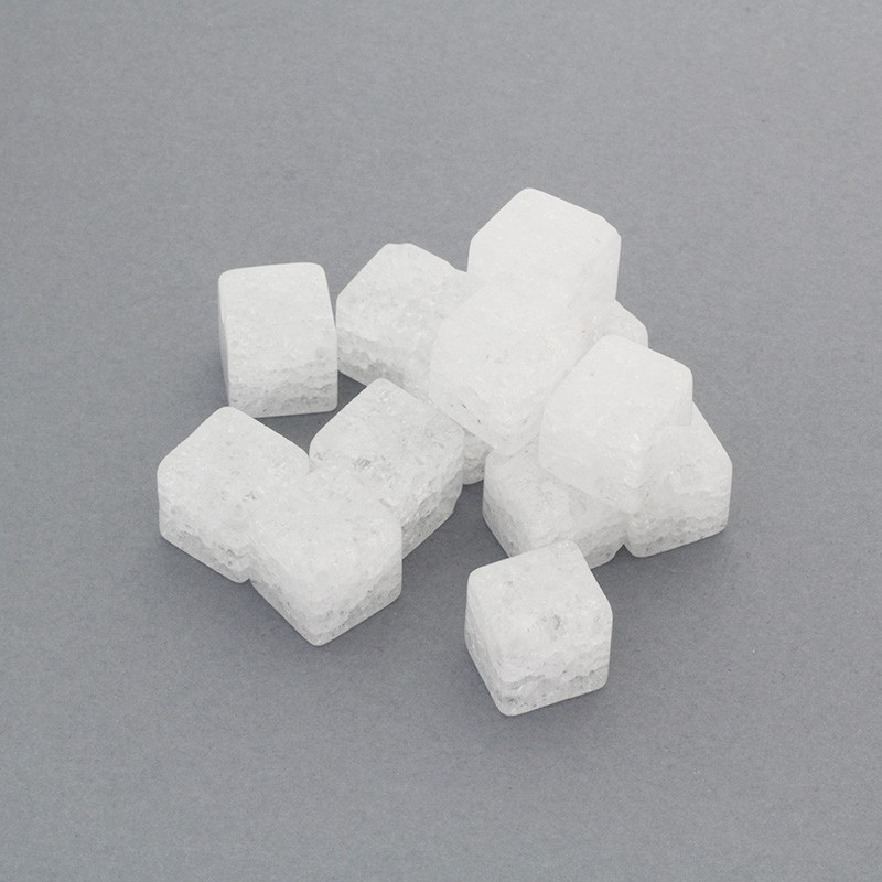 Rhinestone / white / glossy cracked / cubes 14mm / 1pc KAKG042