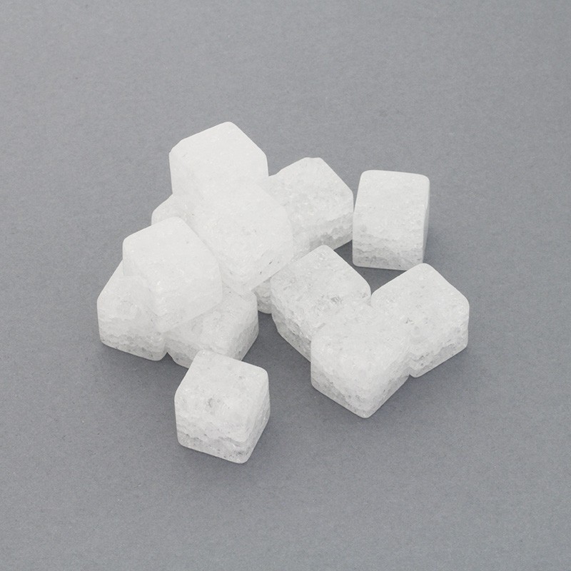Rhinestone / white / glossy cracked / cubes 14mm / 1pc KAKG042