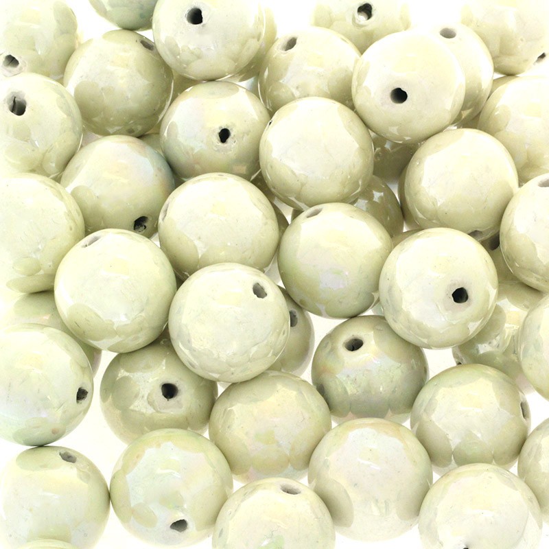 Ceramic beads / 22mm balls / cream gold gloss 1pc CKU22K05A