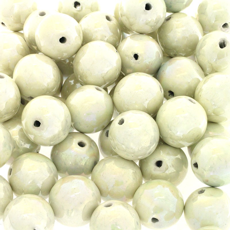 Ceramic beads / 22mm balls / cream gold gloss 1pc CKU22K05A