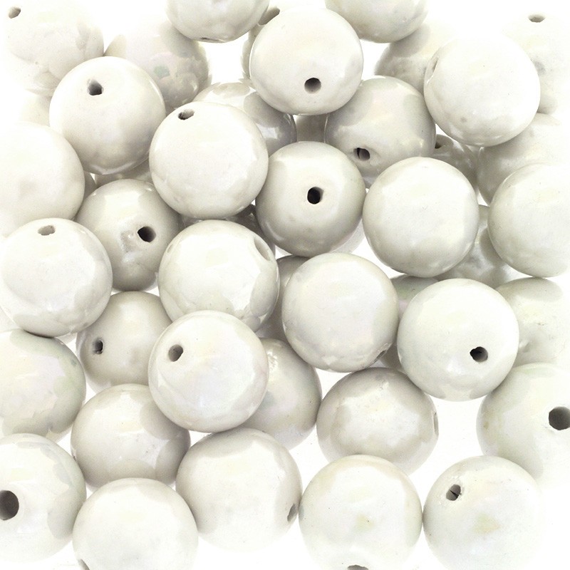 Ceramic beads / 22mm balls / satin white 1pc CKU22K08L