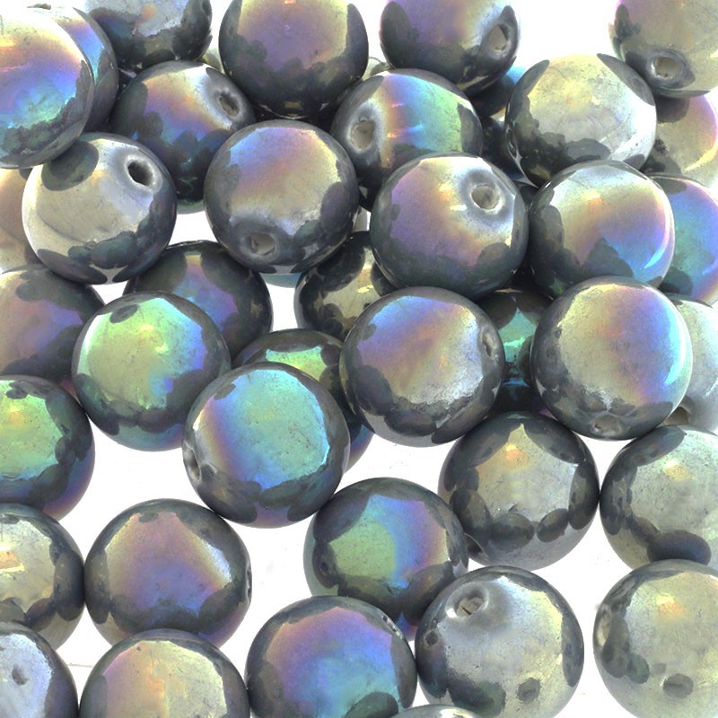Ceramic beads / 22mm balls / gray ab 1pc CKU22S12H
