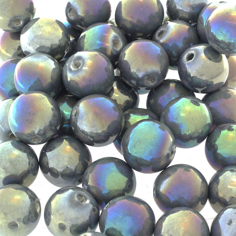 Ceramic beads / 22mm balls / gray ab 1pc CKU22S12H