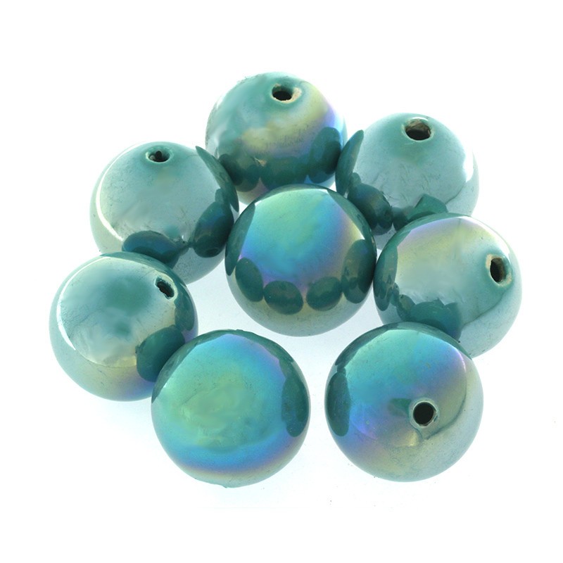 Ceramic beads / 35mm balls / hollow turquoise 1pc CKU35Z25